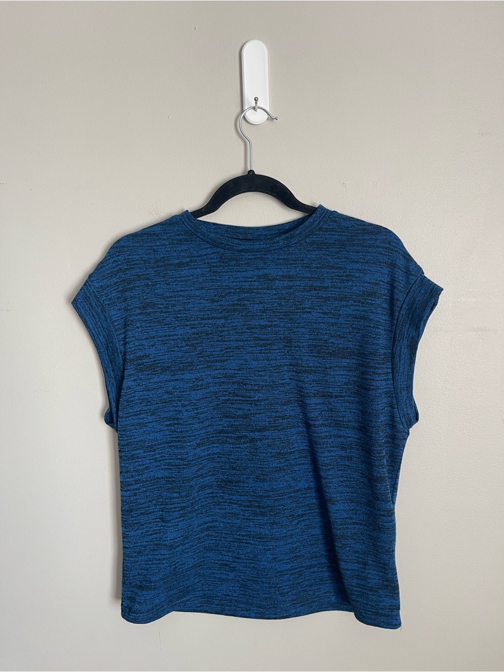 SHEIN Heather Blue Cap Sleeve Knit Top Sz S